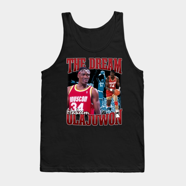 Hakeem Olajuwon The Dream Basketball Legend Signature Vintage Retro 80s 90s Bootleg Rap Style Tank Top by CarDE